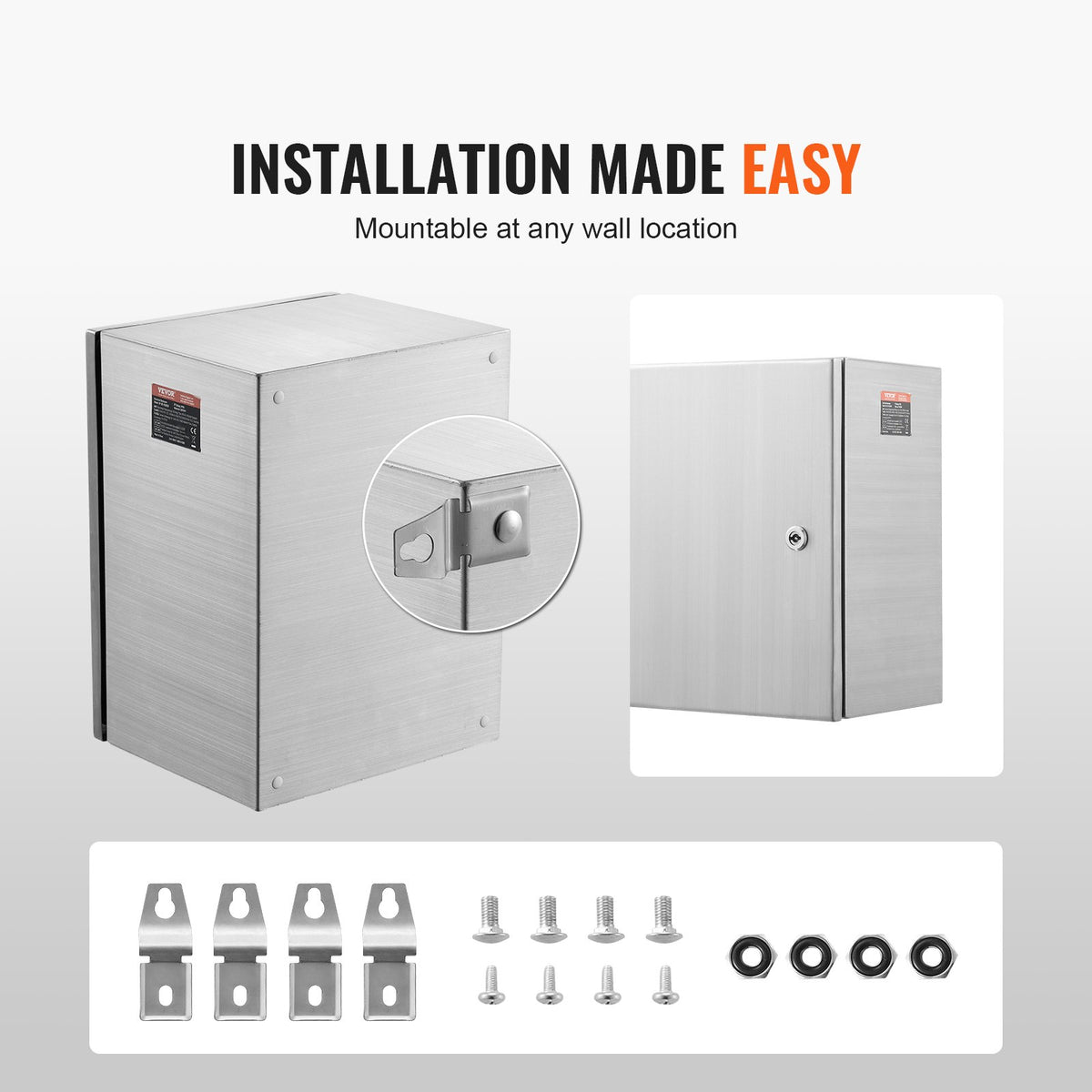 Steel Electrical Box 40x30x25cm 304 Stainless Wall-Mounted IP66 Waterproof