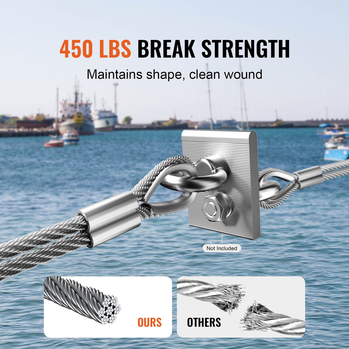 Wire Rope Kit 1.59mm 100.6m 304 Stainless Steel Cable with Sleeves Thimbles