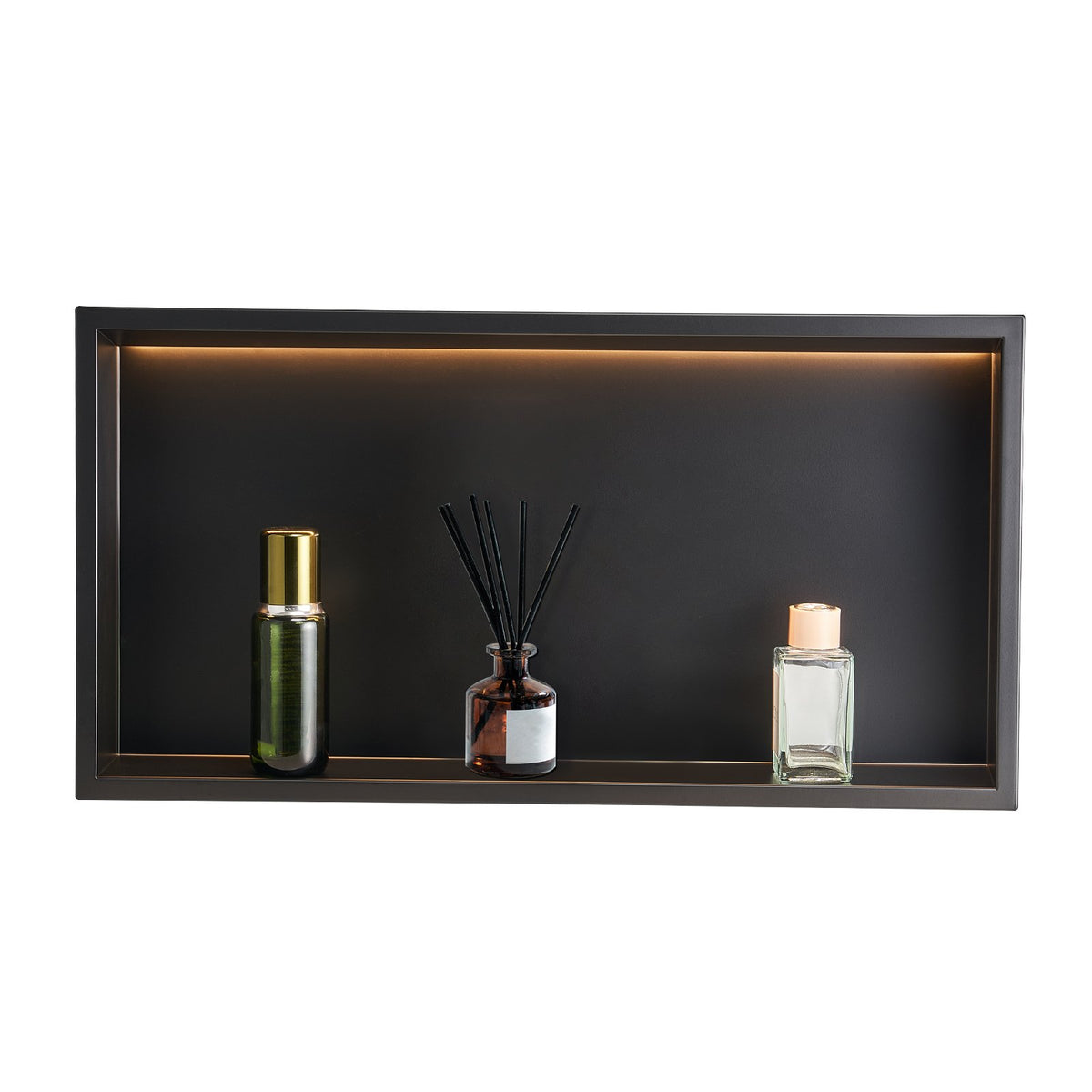 Shower Niche 33x63.5x10.2cm Recessed Wall Stainless Steel LED Strip Black