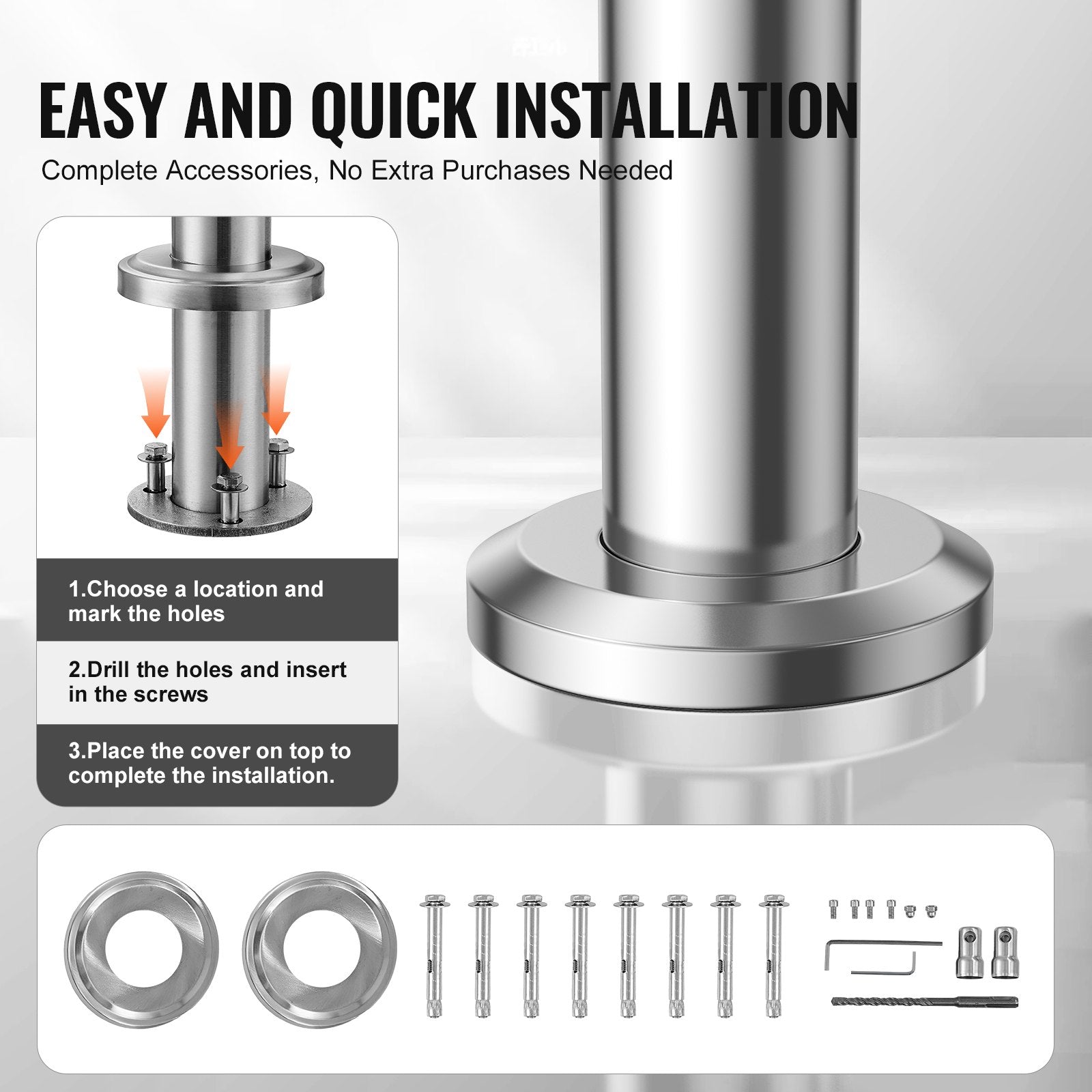 Handrails Outdoor Steps 39.4in Stainless Steel Stair Rail Kit Seniors Deck