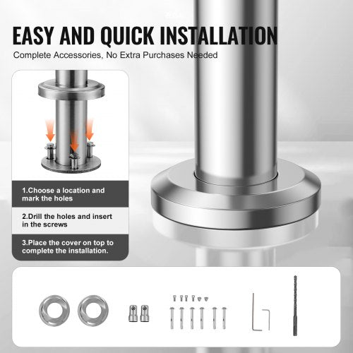 VEVOR 59 inch Outdoor Stair Handrails Stainless Steel Porch Deck Rail Kit