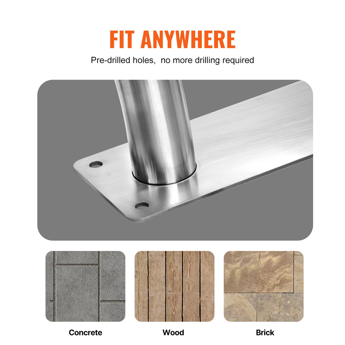 Pool Handrail 54x36in Stainless Steel Railing Rust-Proof Safety Grab Bar Cover
