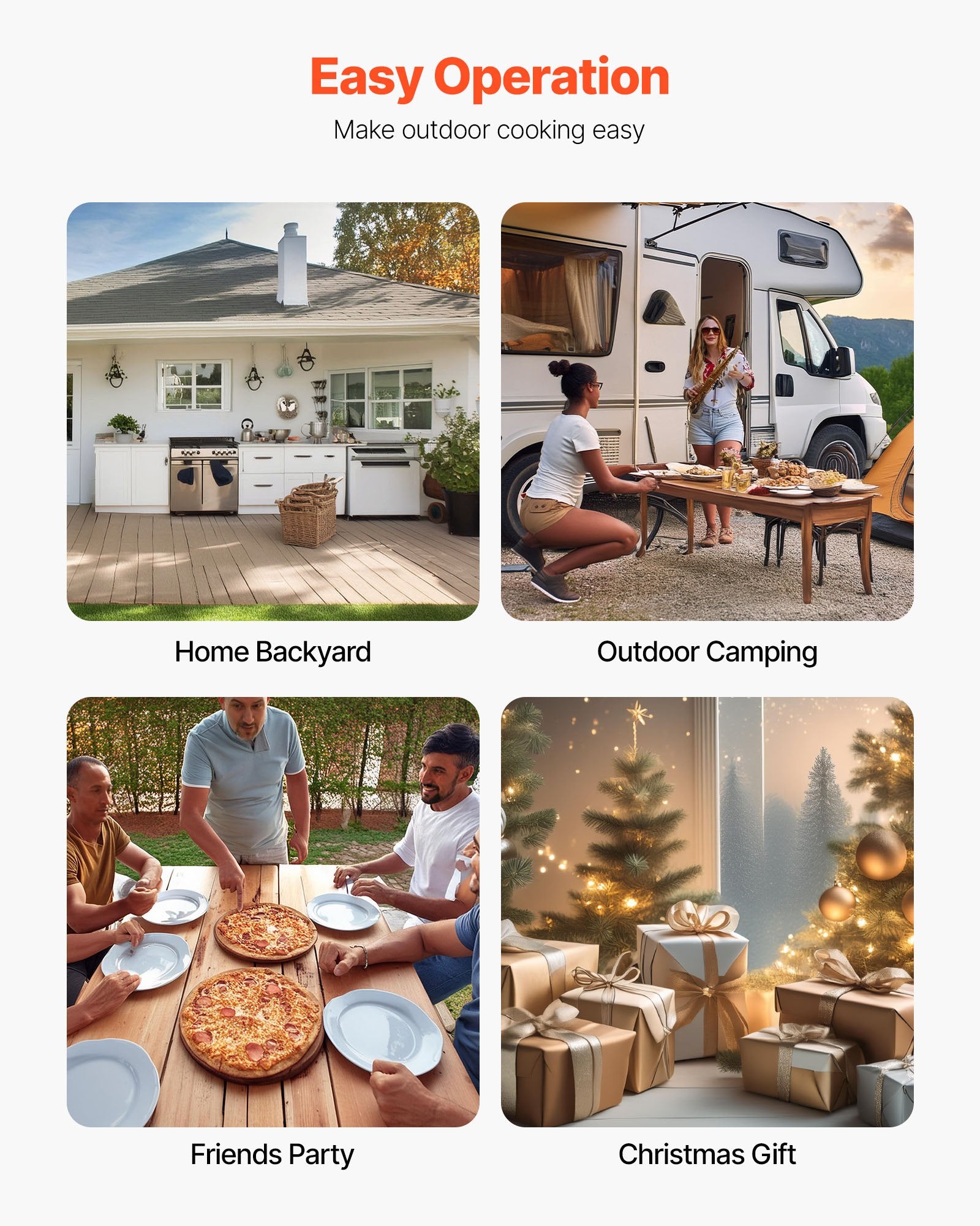 Outdoor Pizza Oven 12in Pellet Portable Wood Fired Stainless Steel Thermometer