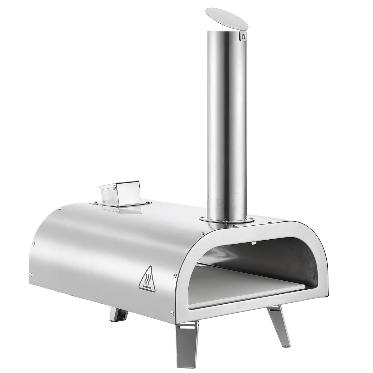 Outdoor Pizza Oven 12in Pellet Portable Wood Fired Stainless Steel Thermometer