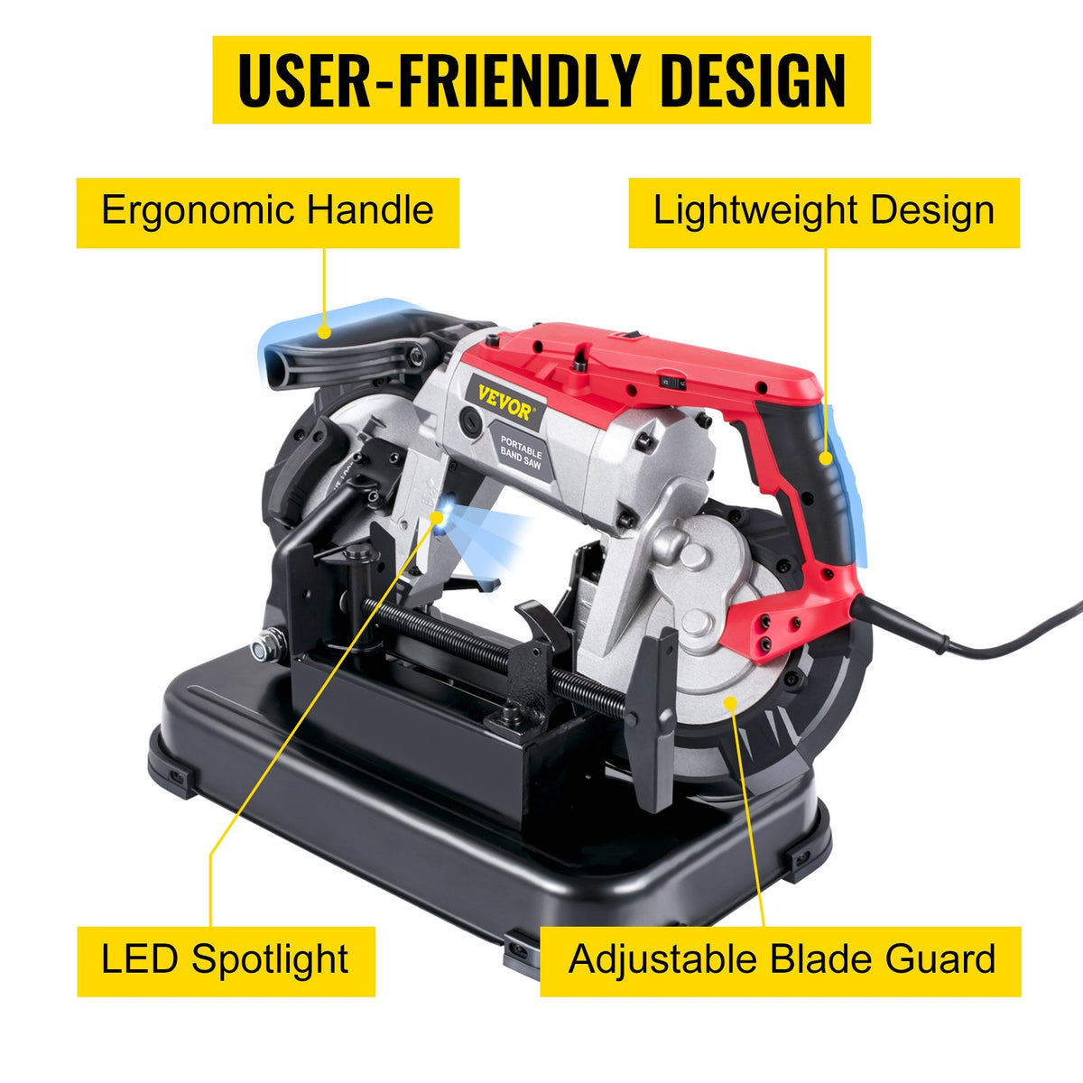 Portable Band Saw Cordless Handheld 127mm Cutting Capacity Variable Speed 10Amp
