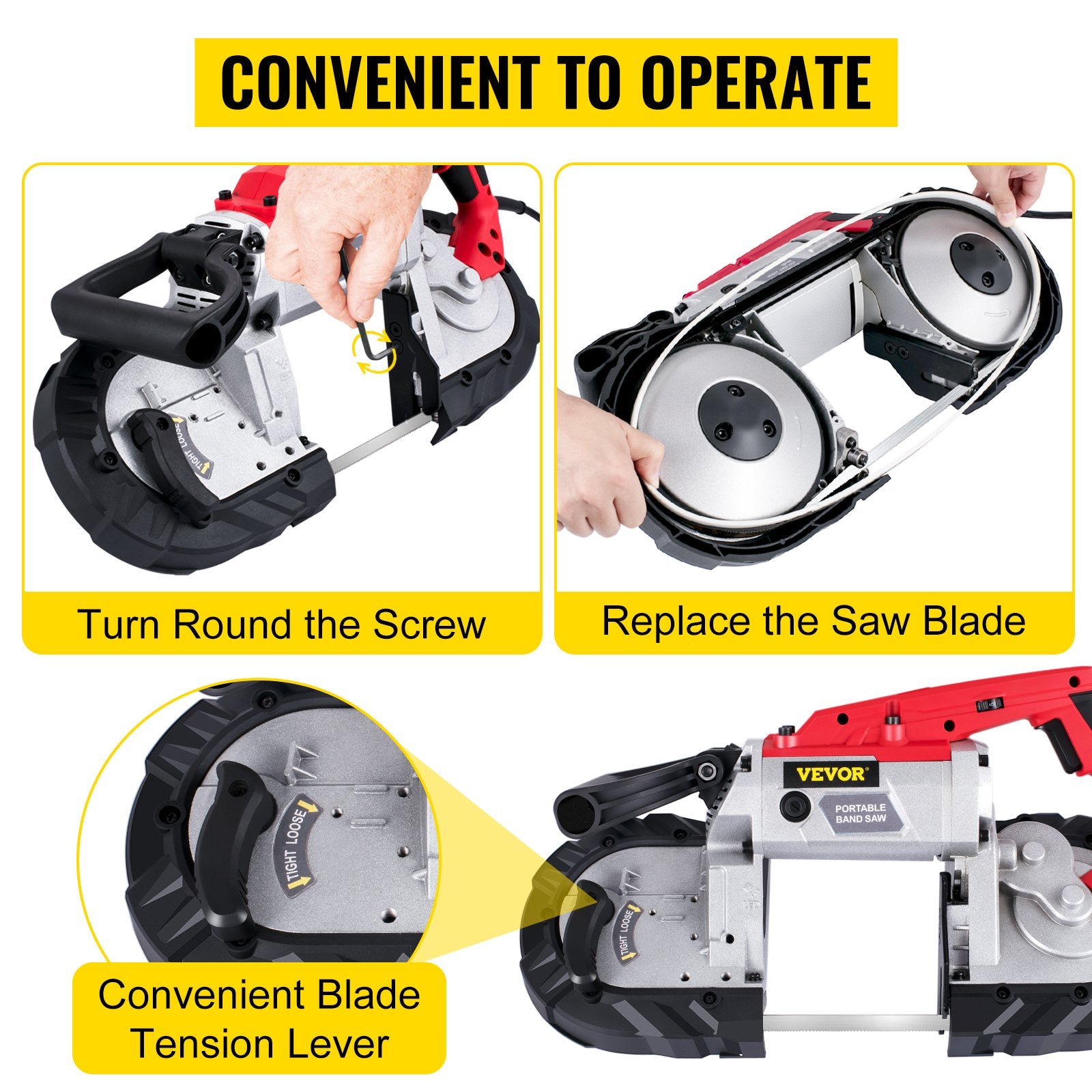 Portable Band Saw Cordless Handheld 127mm Cutting Capacity Variable Speed 10Amp