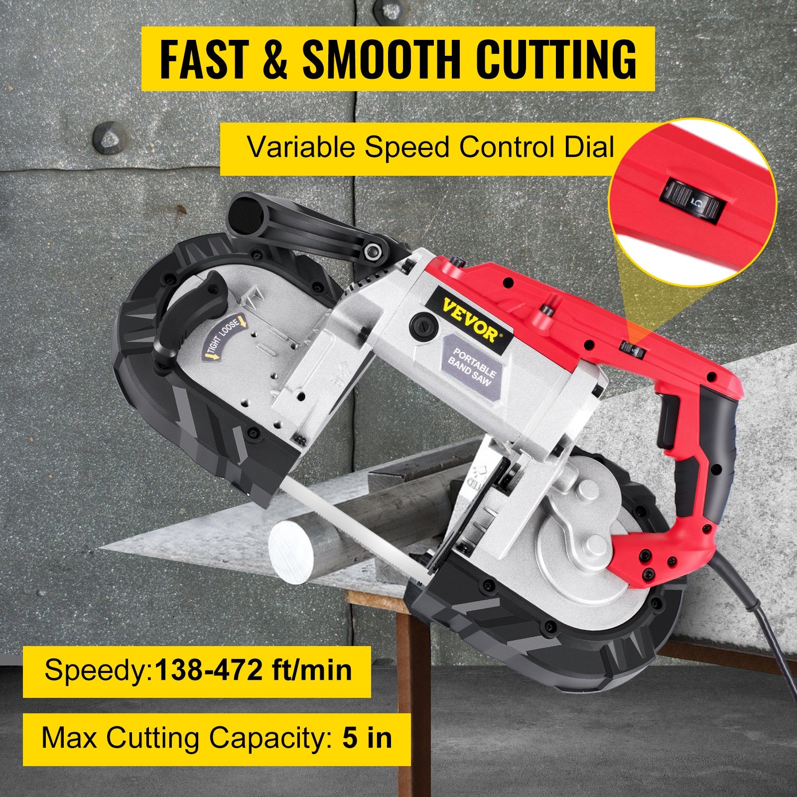Portable Band Saw 127mm Cutting Capacity Cordless Handheld Variable Speed 10Amp