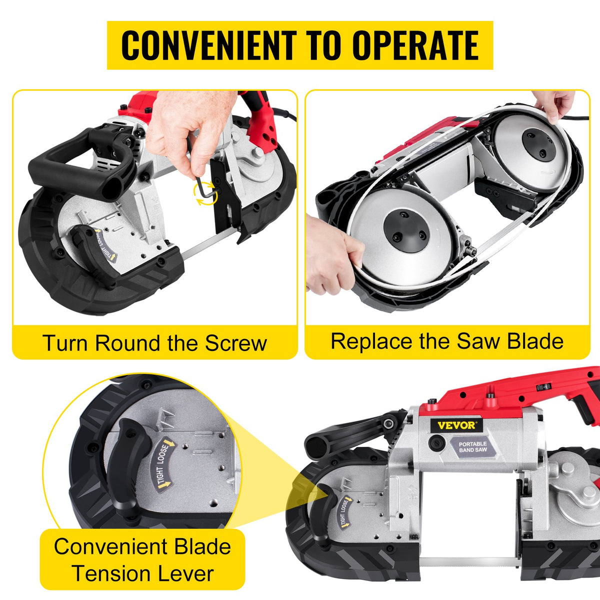 Portable Band Saw 127mm Cutting Capacity Cordless Handheld Variable Speed 10Amp