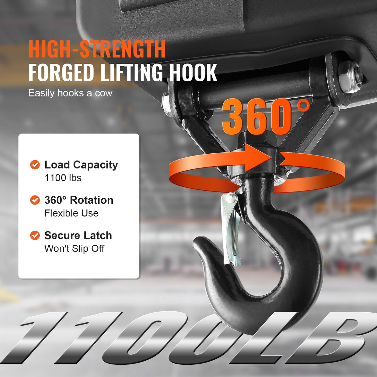 Electric Hoist Winch 2-in-1 500kg 1500W Crane 7m Height 4m/min Wired Remote