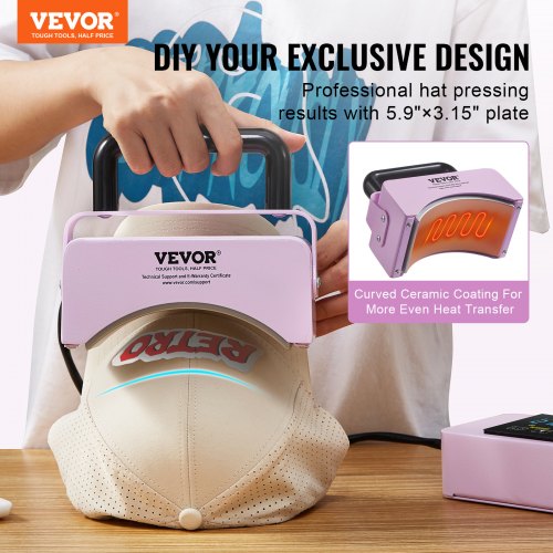 VEVOR Mini Cap Heat Press Hat Press Machine with Integrated Control Panel