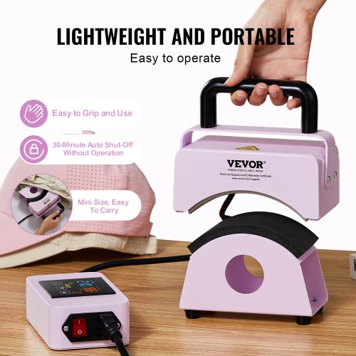 VEVOR Mini Cap Heat Press Hat Press Machine with Integrated Control Panel