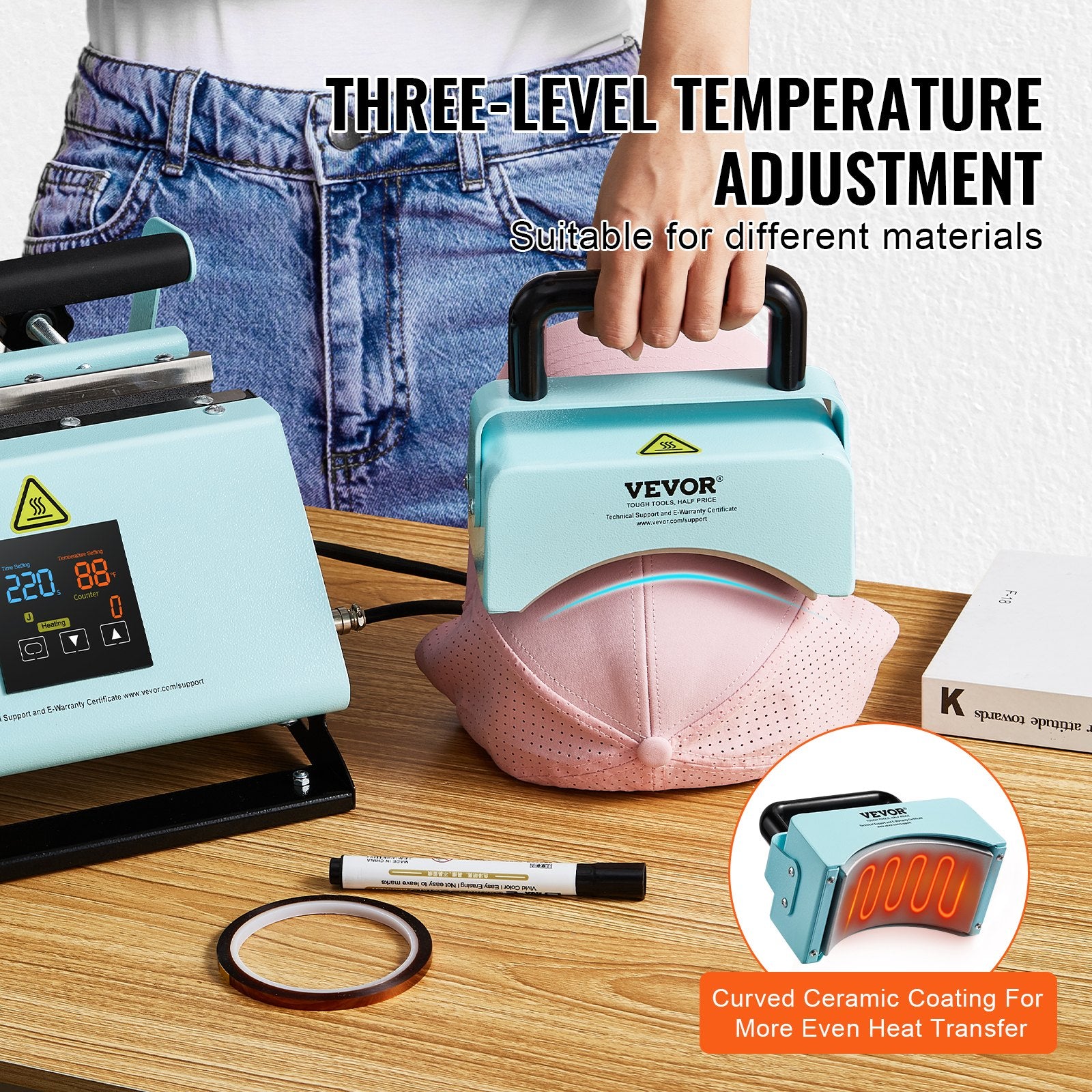 2-in-1 Tumbler and Hat Heat Press Machine for 11-30oz Sublimation Tumblers