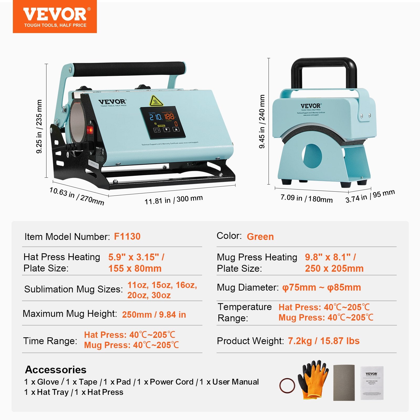 2-in-1 Tumbler and Hat Heat Press Machine for 11-30oz Sublimation Tumblers