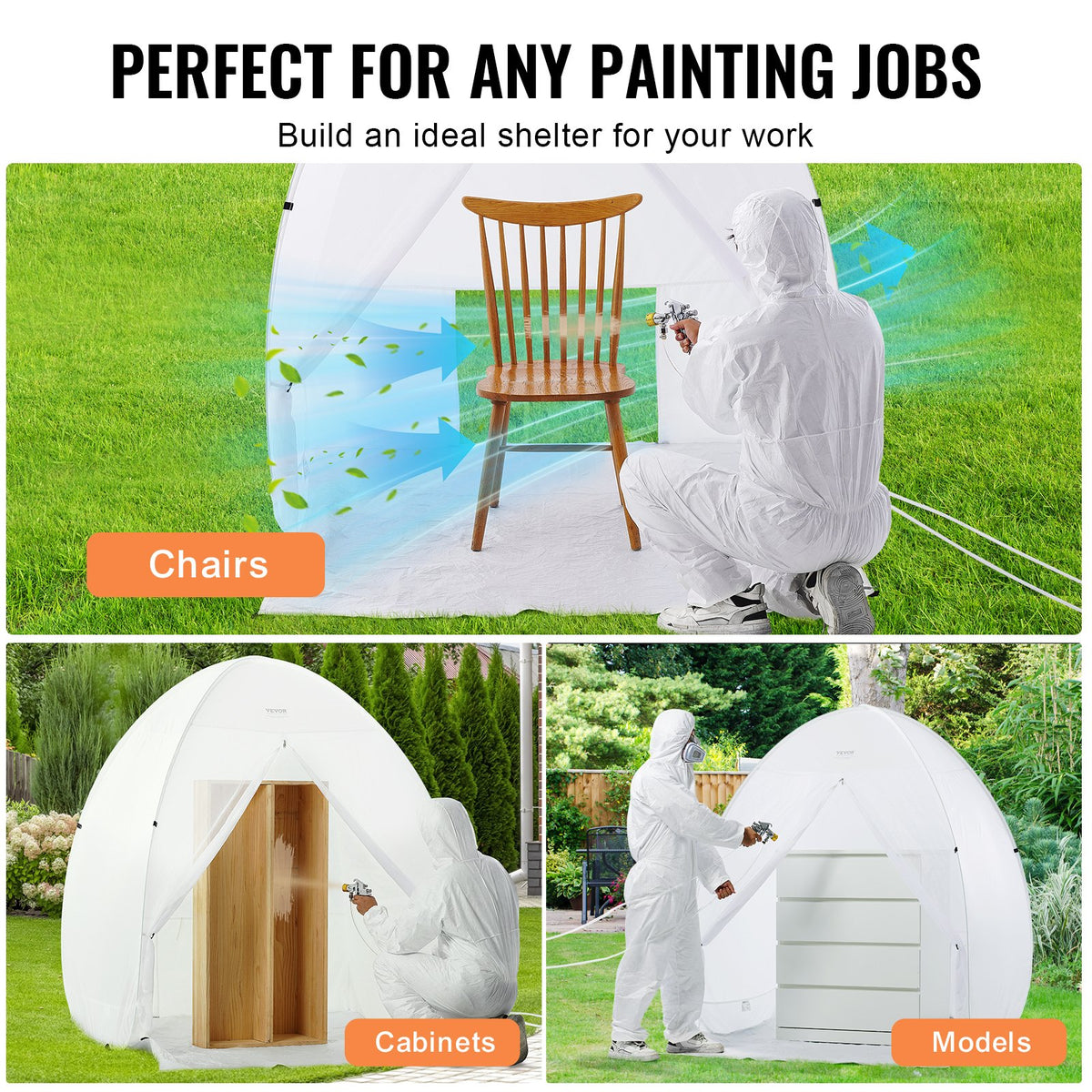 Spray Paint Shelter 60x60x70in Pop-Up Portable Tent Built-In Floor Exhaust