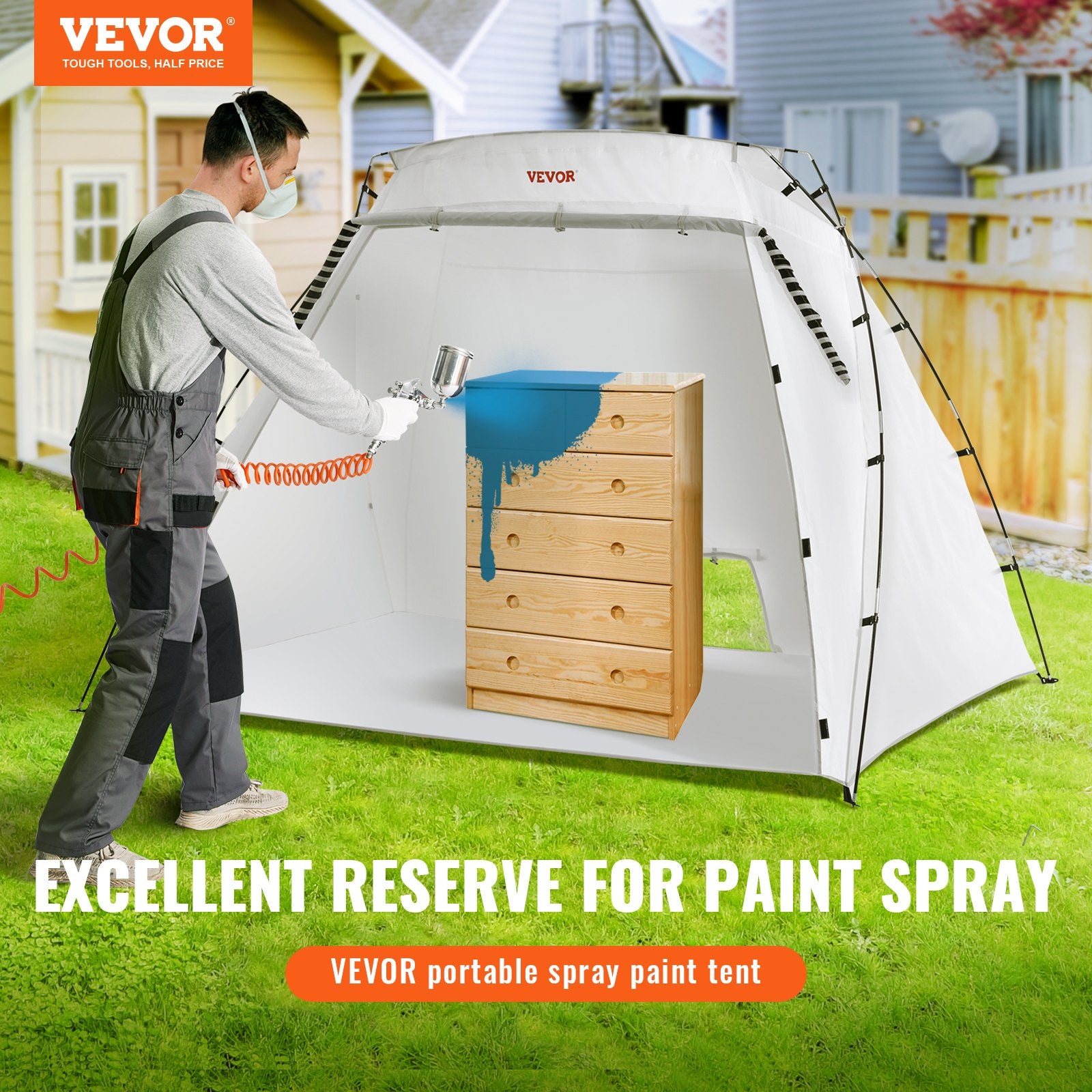 Portable Paint Booth, 7.5x5.2x5.2ft Spray Paint Tent with Floor and Mesh Screen