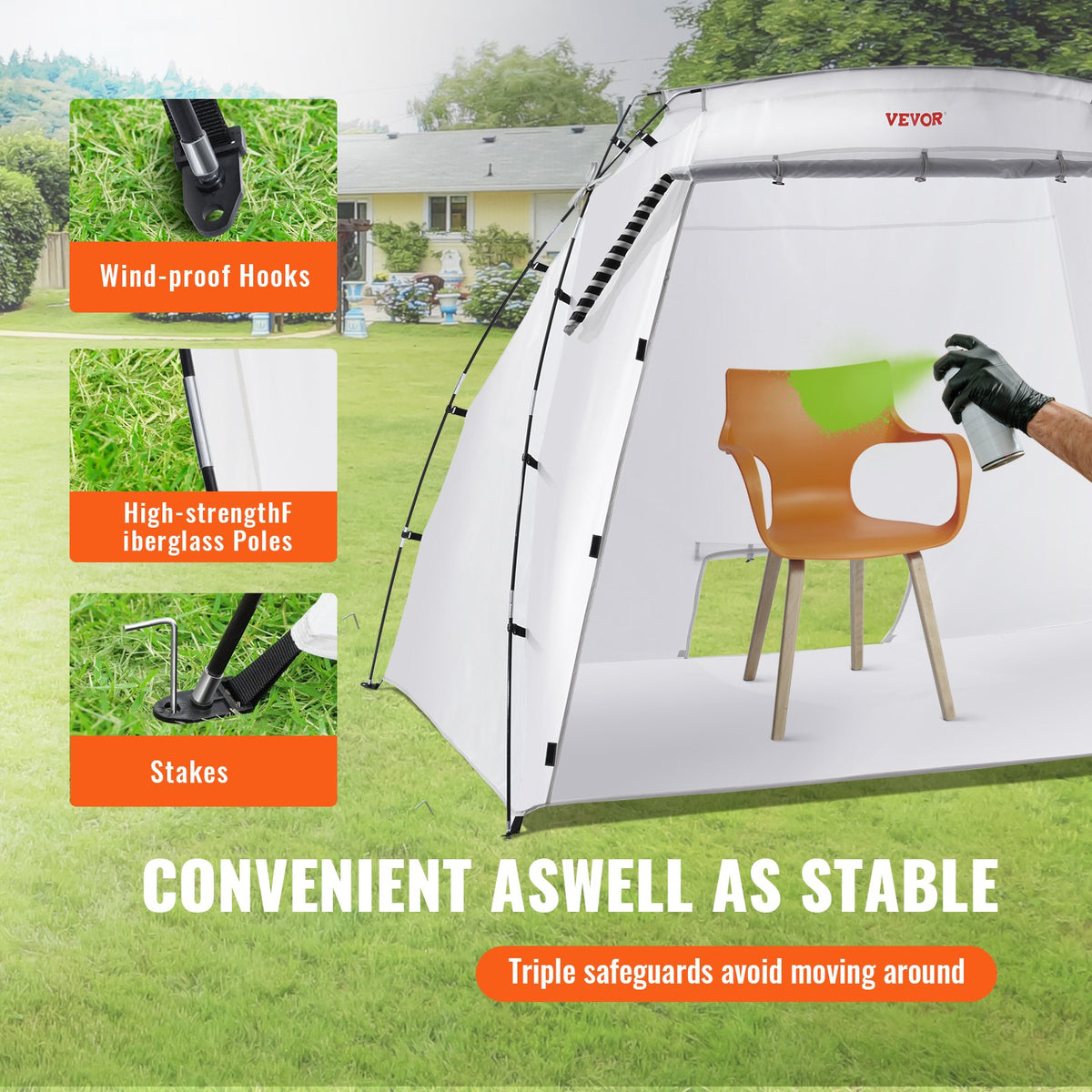 Portable Paint Booth, 7.5x5.2x5.2ft Spray Paint Tent with Floor and Mesh Screen