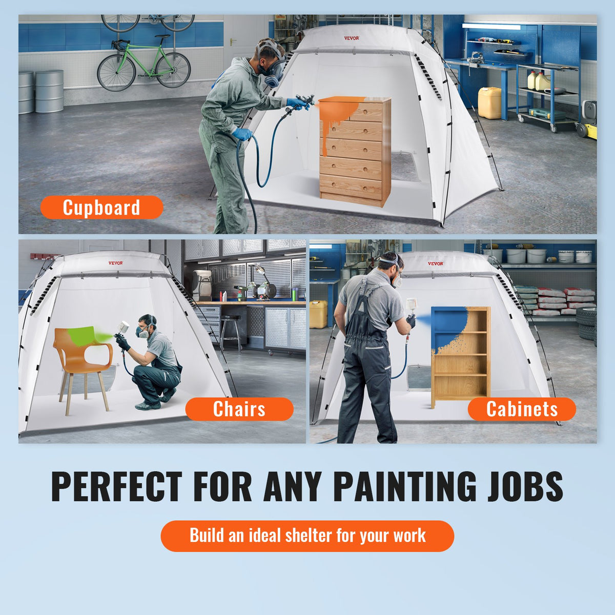 Portable Paint Booth, 7.5x5.2x5.2ft Spray Paint Tent with Floor and Mesh Screen
