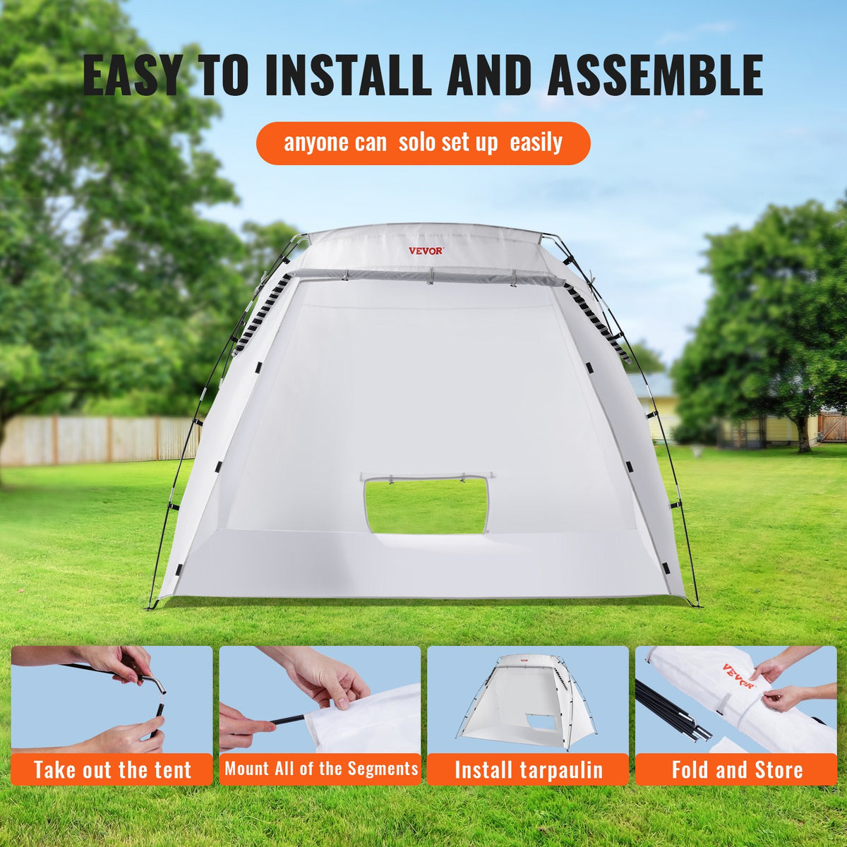 Portable Paint Booth, 7.5x5.2x5.2ft Spray Paint Tent with Floor and Mesh Screen