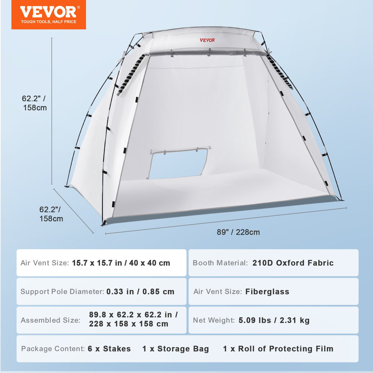 Portable Paint Booth, 7.5x5.2x5.2ft Spray Paint Tent with Floor and Mesh Screen