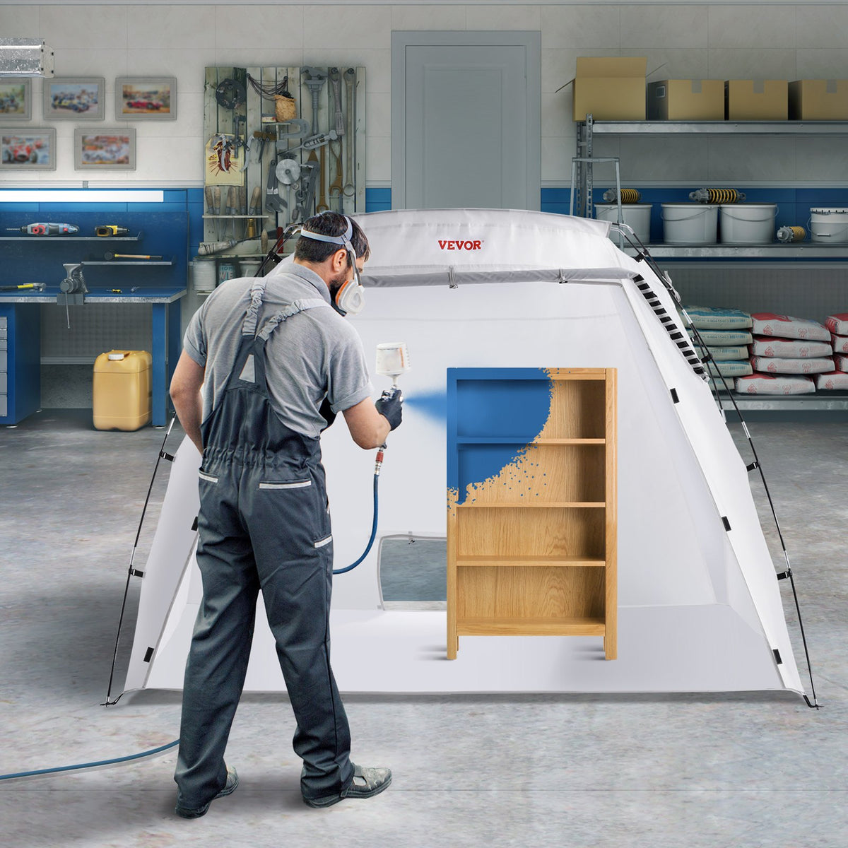 Portable Paint Booth, 7.5x5.2x5.2ft Spray Paint Tent with Floor and Mesh Screen
