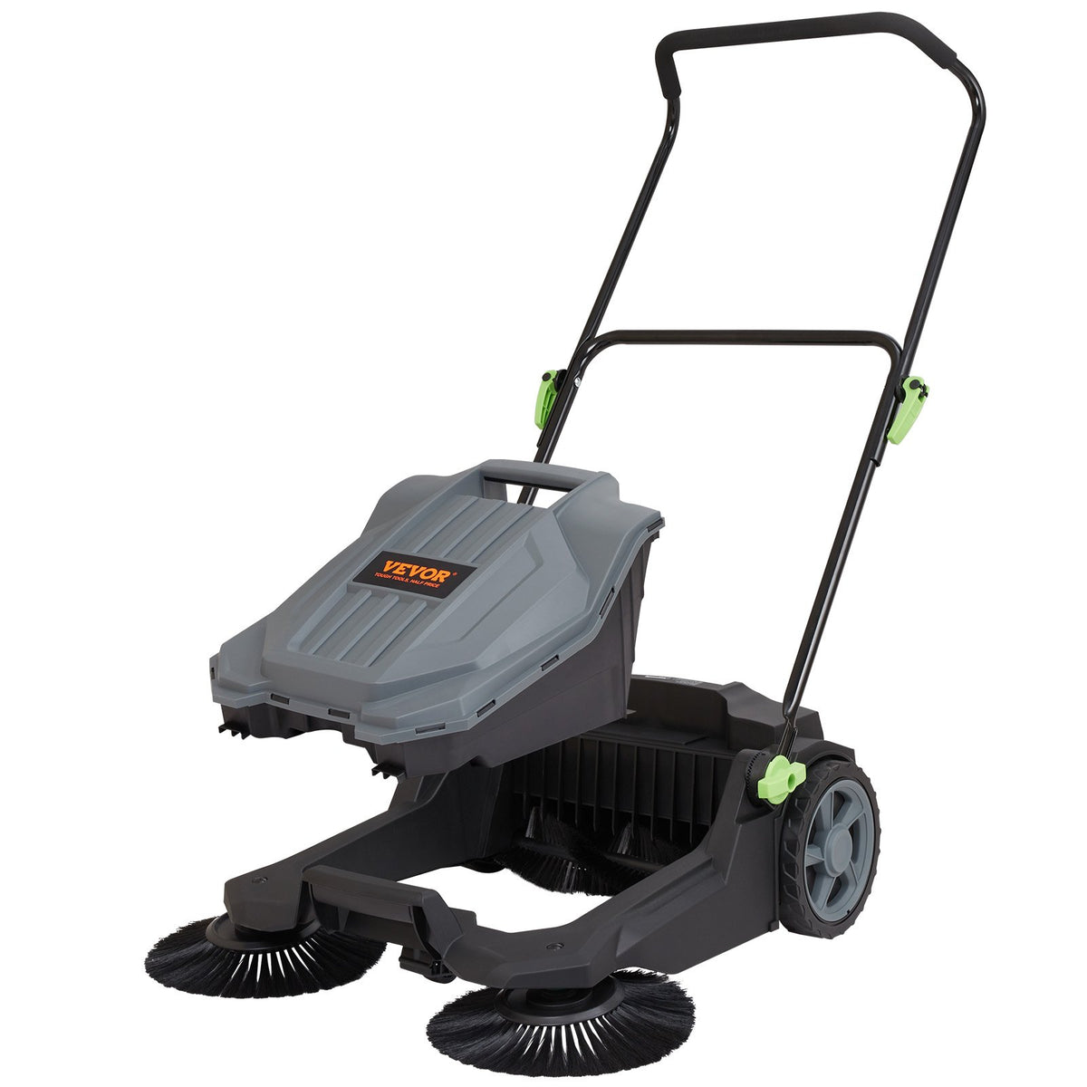65cm Hand Push Floor Sweeper Manual Non-Electric 18.9L for Yard Garage Patio