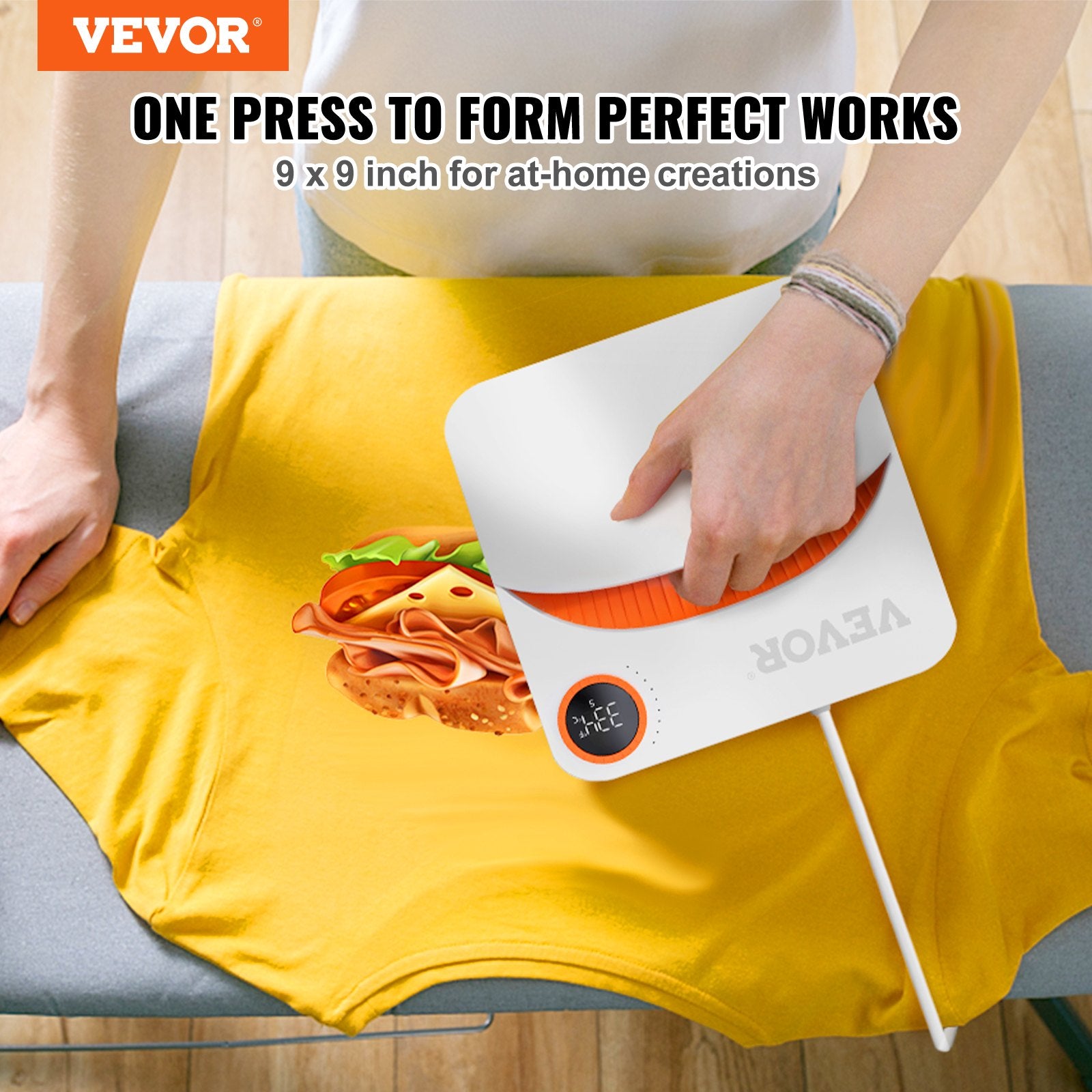Heat Press Machine 9x9in Portable Sublimation Transfer PTFE Coated for T-Shirts