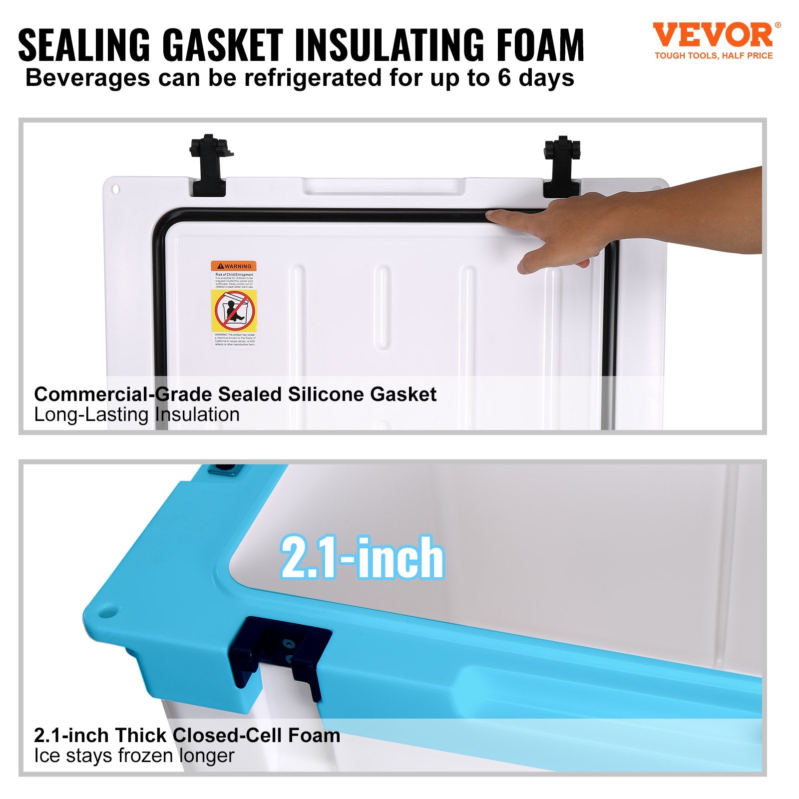 65 qt Insulated Portable Cooler Holds 65 Cans with Heavy Duty Handle