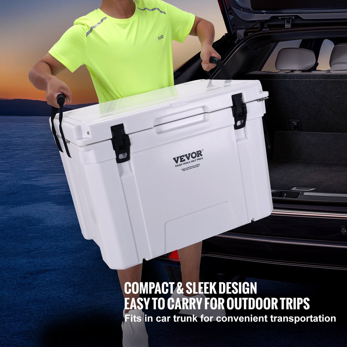 65 qt Insulated Portable Cooler Holds 65 Cans with Heavy Duty Handle