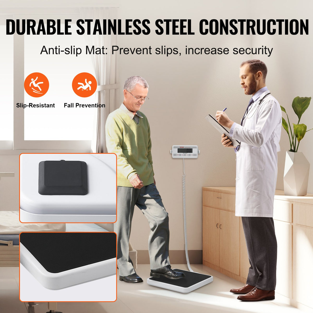 Portable Medical Scale Digital Physician 400LBS Professional Anti-Slip Mat kg/lb