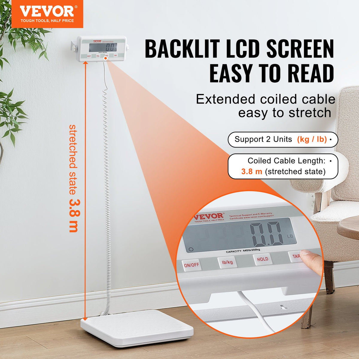 Portable Medical Scale Digital Physician 440LBS Professional Anti-Slip Platform