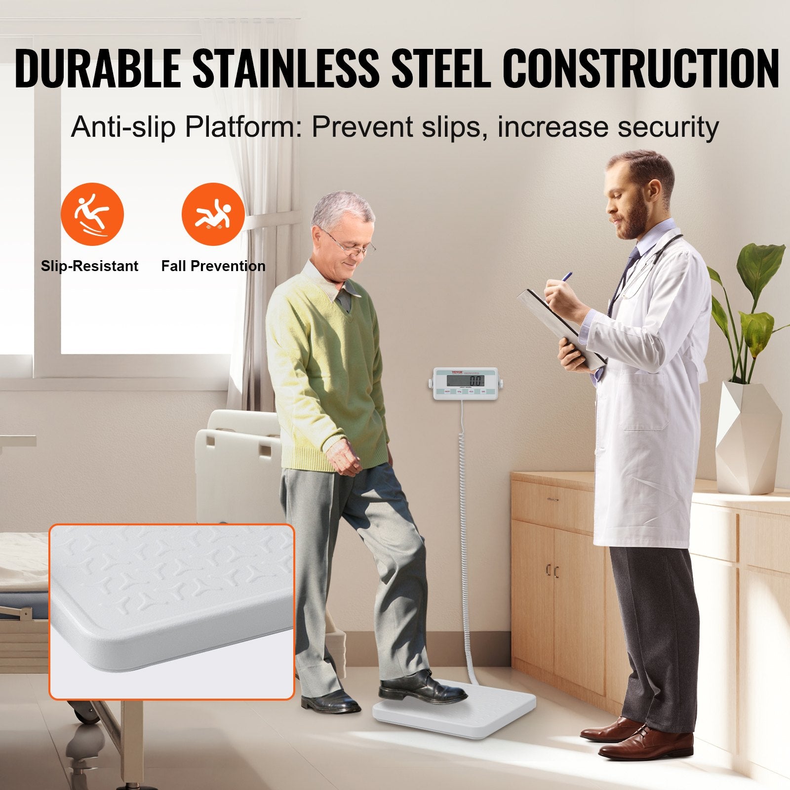 Portable Medical Scale Digital Physician 440LBS Professional Anti-Slip Platform