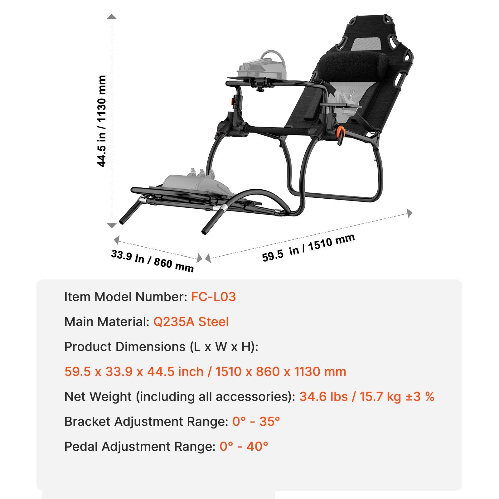 Racing Wheel Stand Foldable for Logitech G923 G920 G29 Adjustable Portable