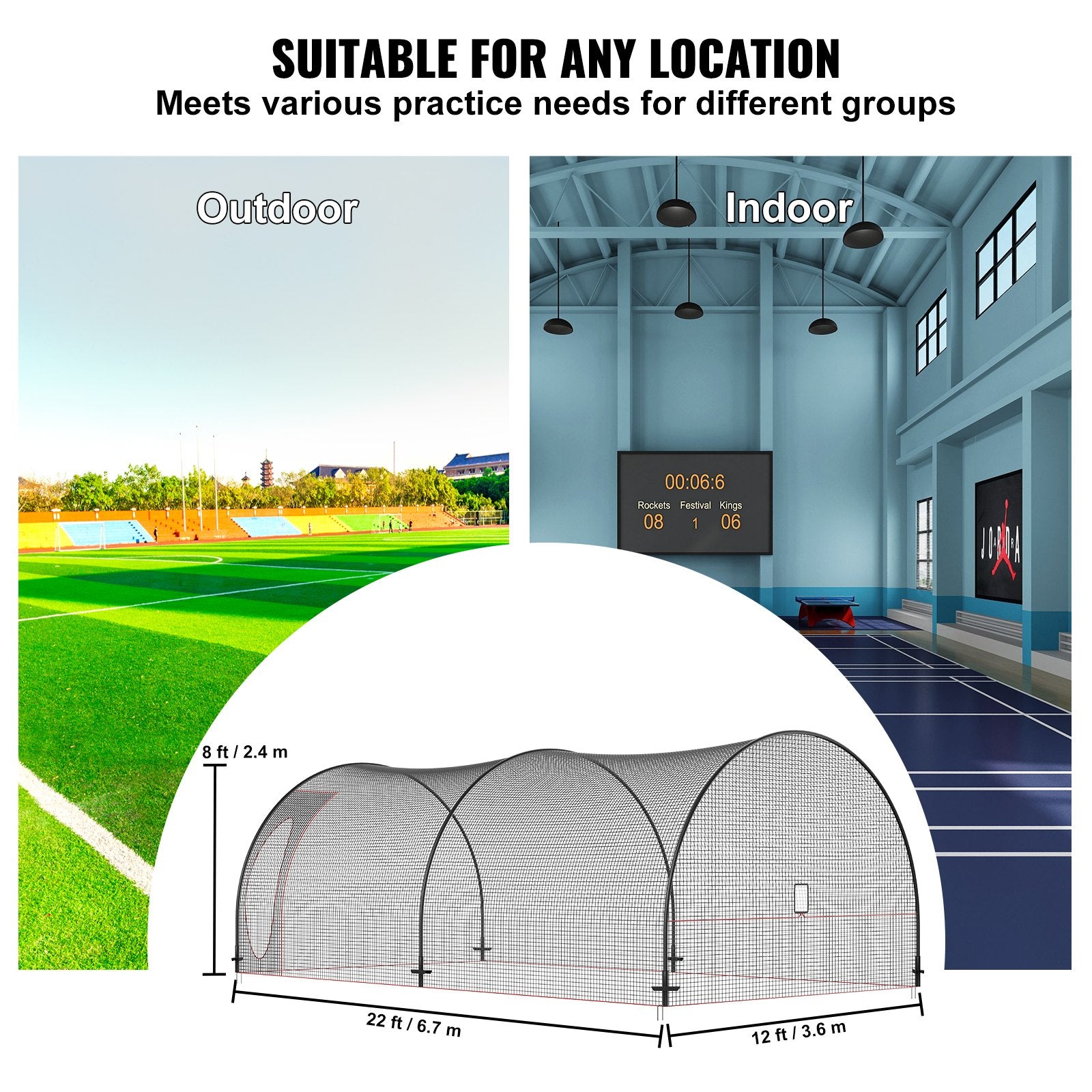 Baseball Batting Cage 670cm Portable Net & Frame with Carry BagBackyard Training