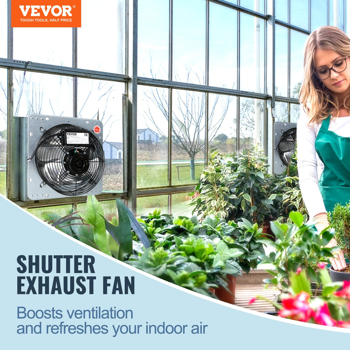 Shutter Exhaust Fan 356mm 1400RPM 994 CFM Aluminum Wall Mount AC Motor Vent Fans