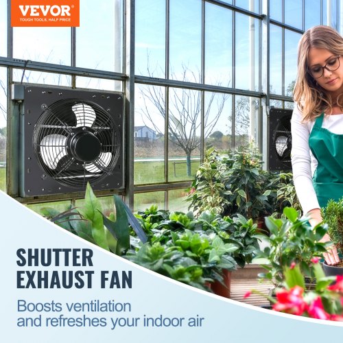 VEVOR 406 mm Shutter Exhaust Fan EC-Motor Wall Mount Variable Speed Ventilation