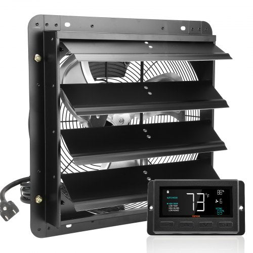 VEVOR 406 mm Shutter Exhaust Fan EC-Motor Wall Mount Variable Speed Ventilation
