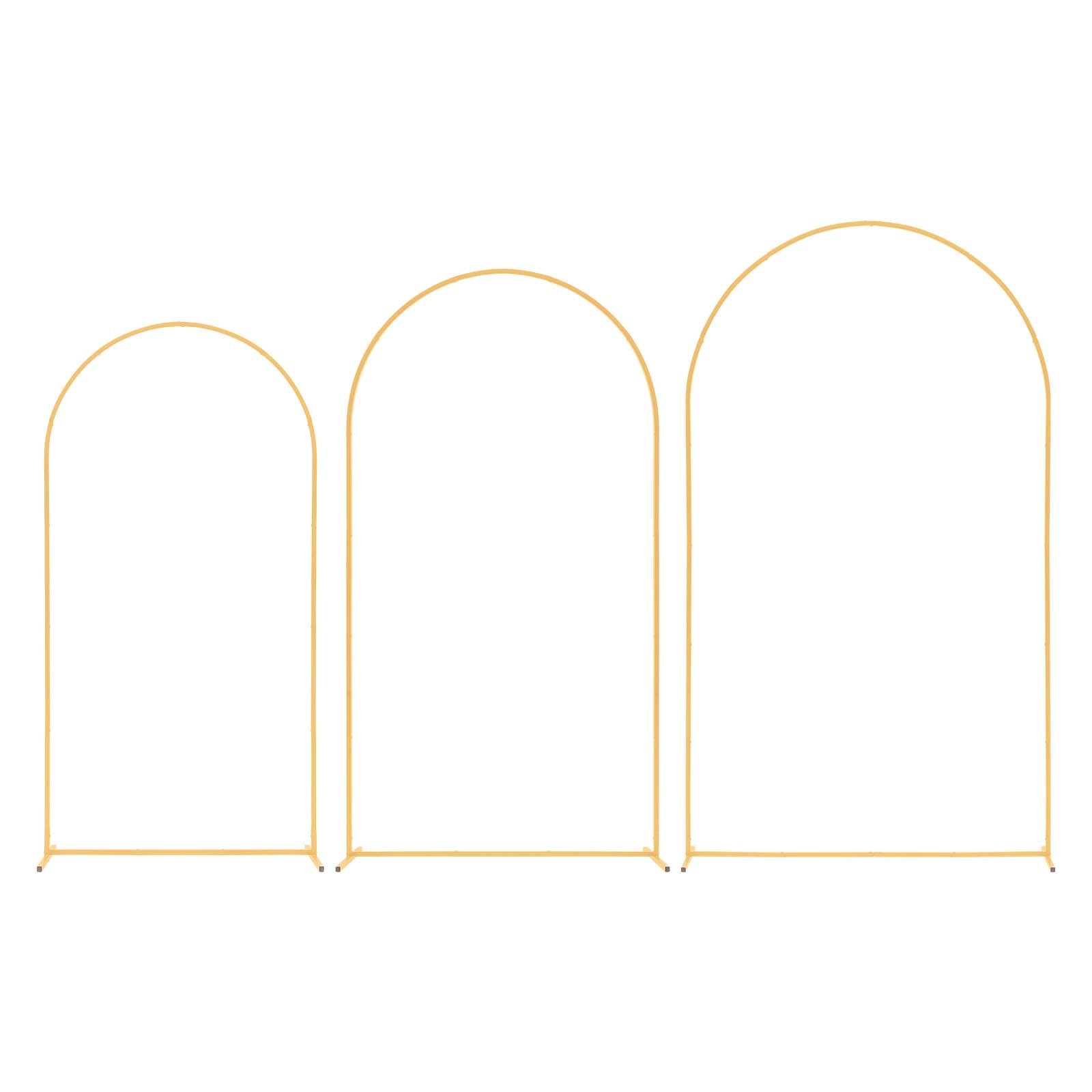 Set of 3 Gold Metal Arch Backdrop Stands for Wedding & Party Decoration