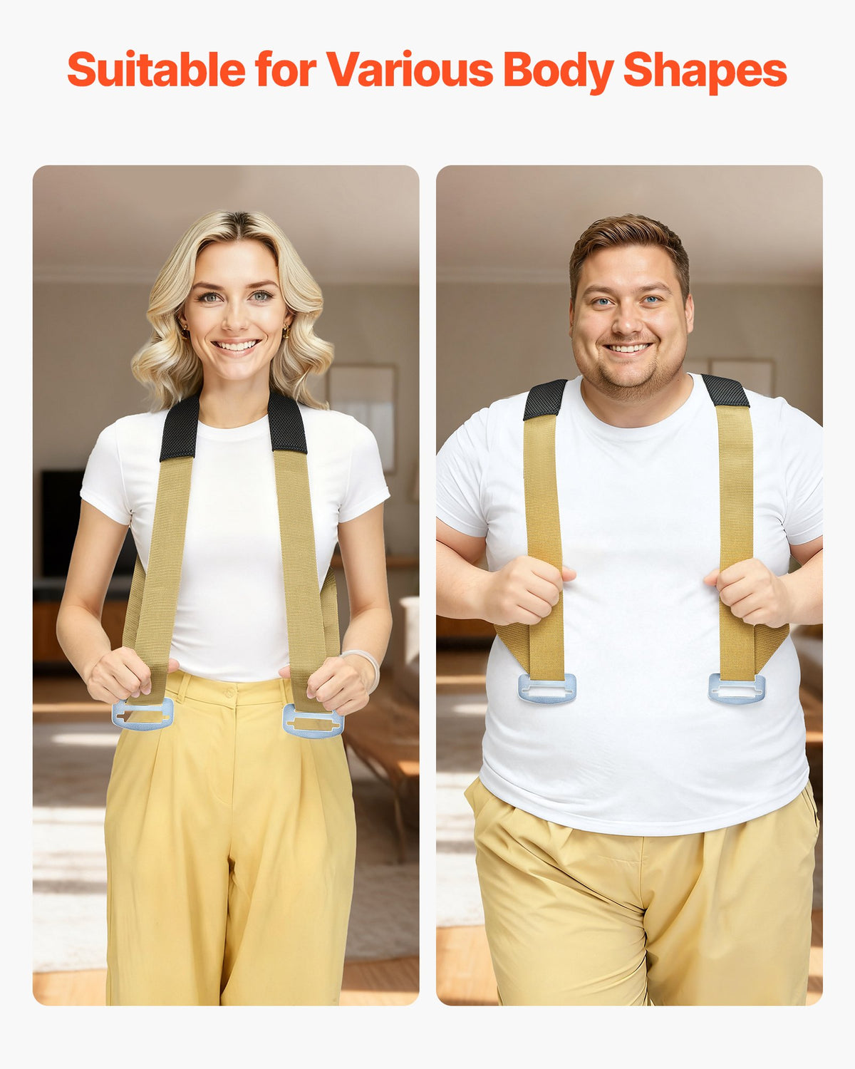 Moving Straps, 2-Person Lifting System with 2 Harness, 2 Load & 1 Handheld Strap