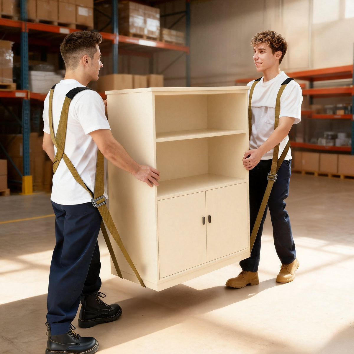 Moving Straps, 2-Person Lifting System with 2 Harness, 2 Load & 1 Handheld Strap