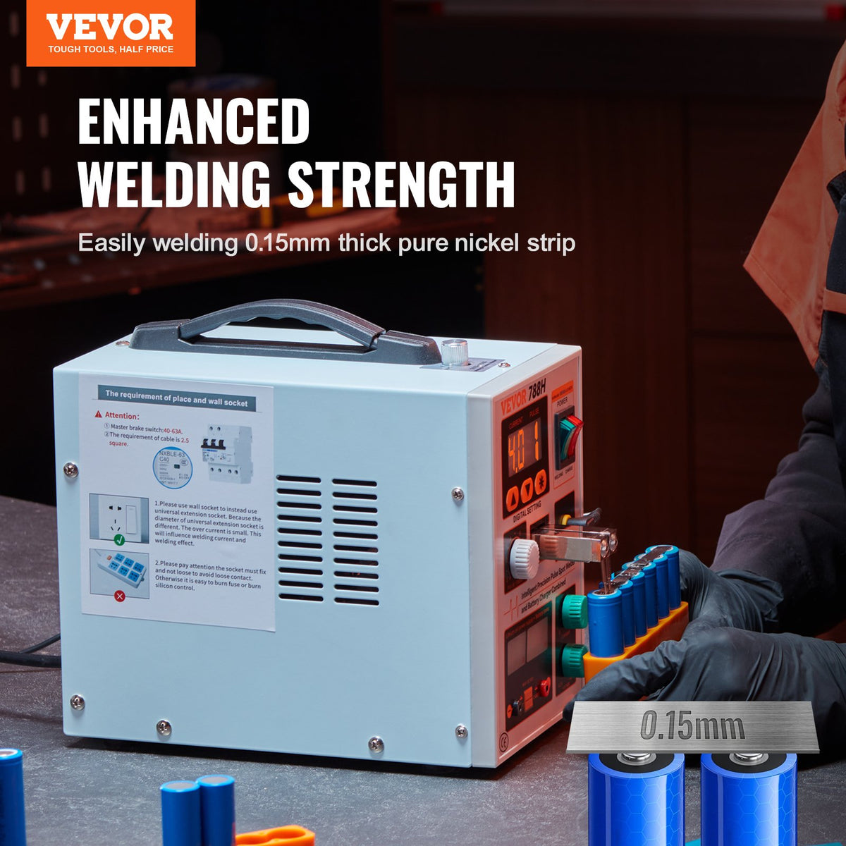 Portable High-Power Battery Spot Welder with 2 Welding Modes & LED Lighting