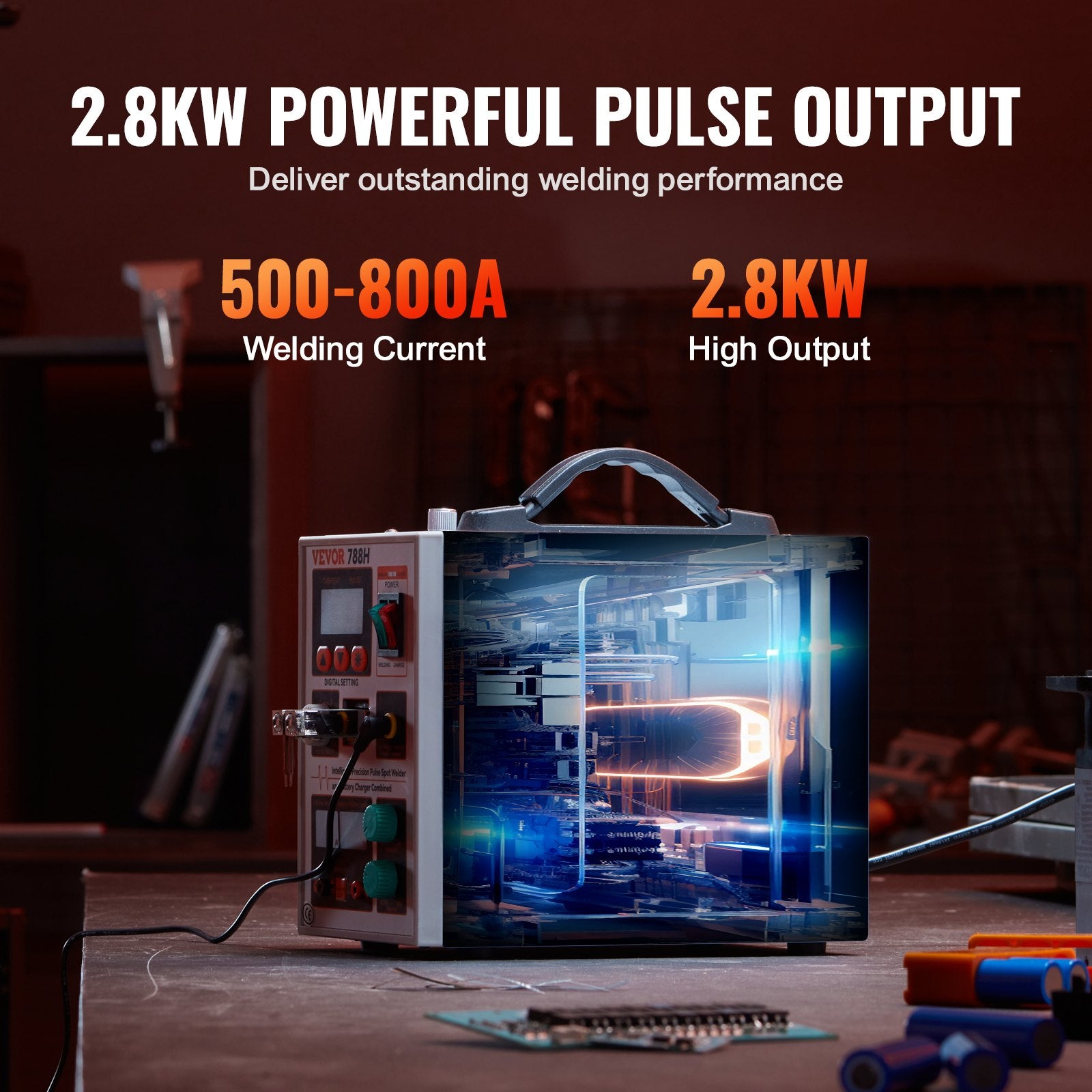 Portable High-Power Battery Spot Welder with 2 Welding Modes & LED Lighting