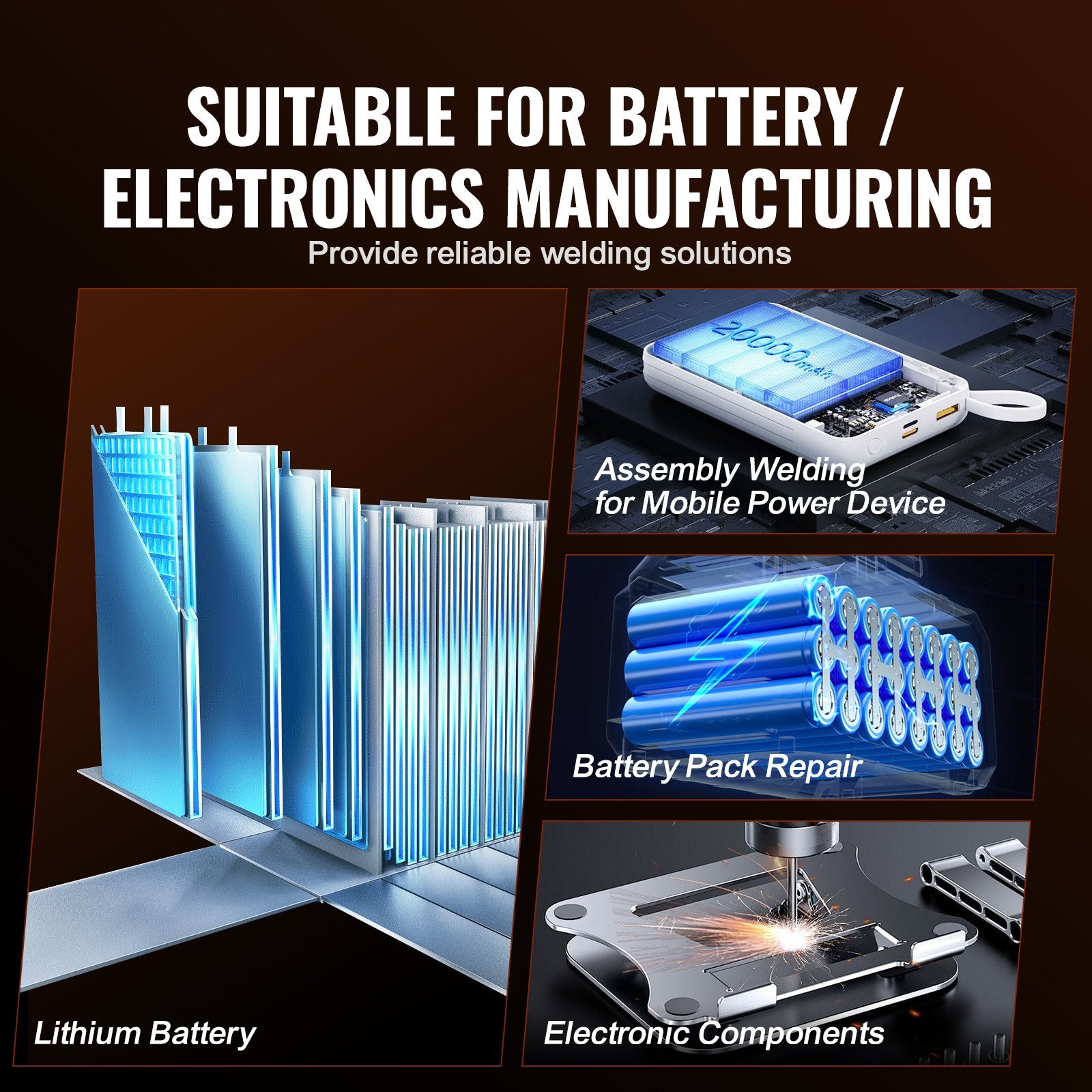 Portable High-Power Battery Spot Welder with 2 Welding Modes & LED Lighting