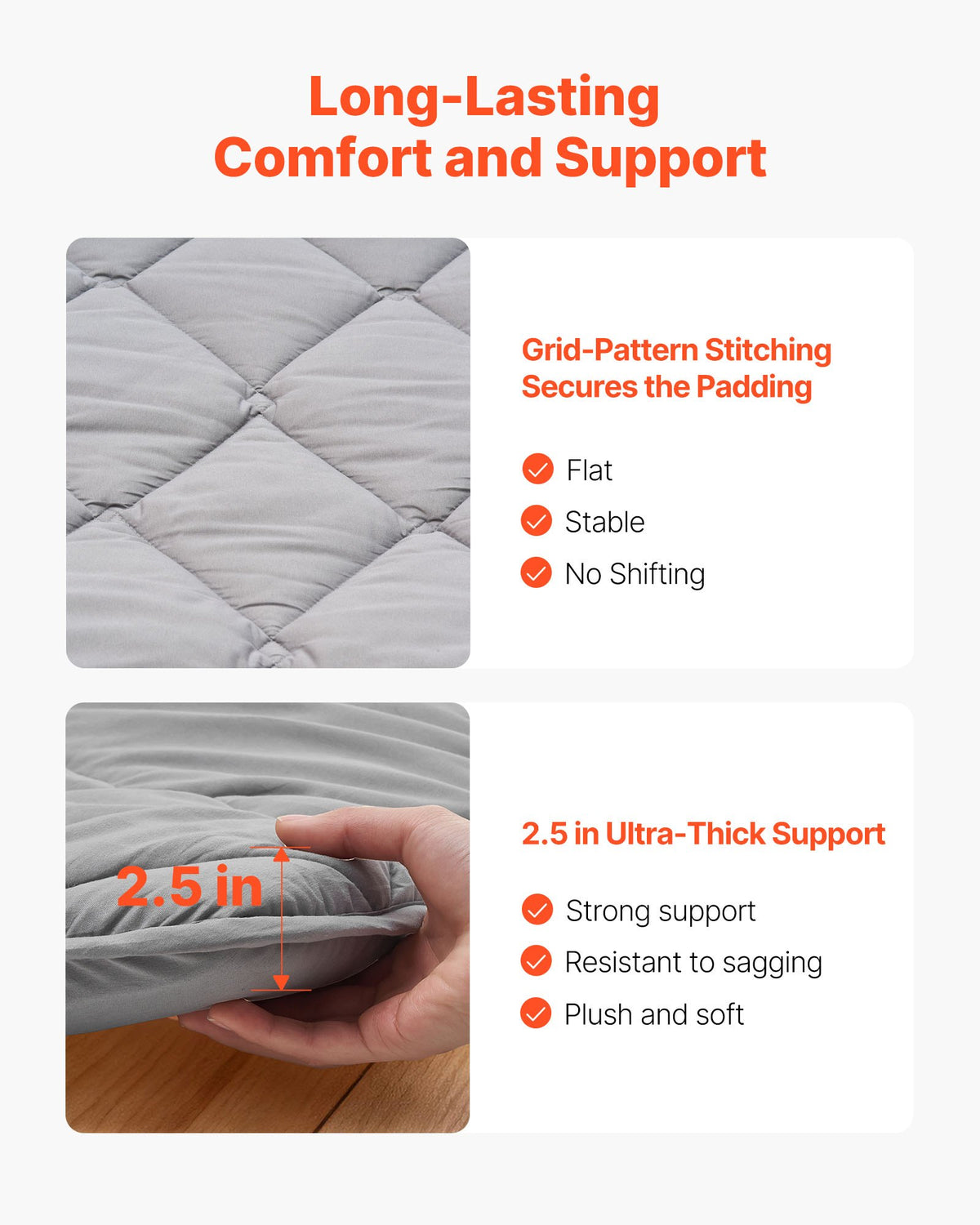 Tatami Mat Queen Size Foldable 9-Layer Futon Floor Mat 2032x1524x63.5mm Gray