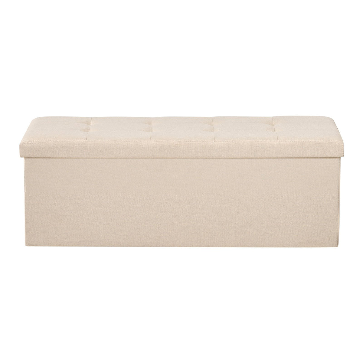 Storage Ottoman Bench Foldable Upholstered Linen Chest Side Bags 660lbs Beige