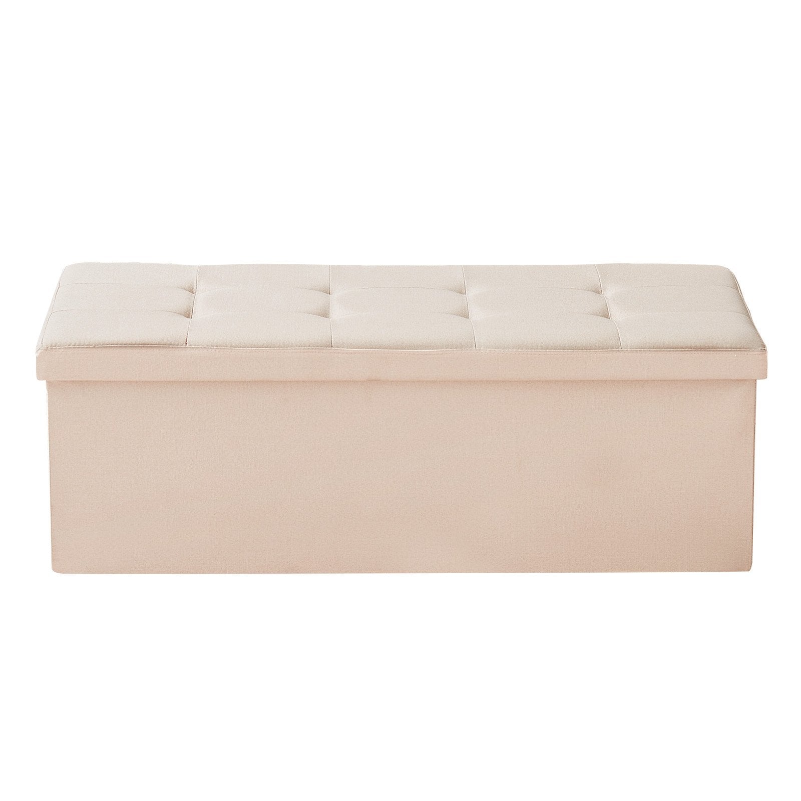 Storage Ottoman Bench Foldable Upholstered Linen Chest Side Bags 660lbs Beige