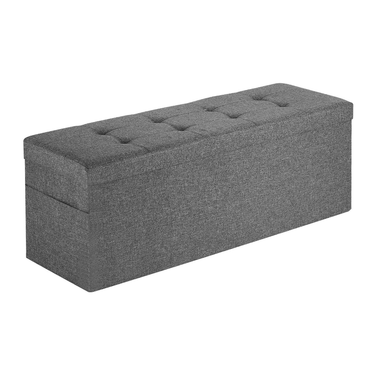 Foldable Storage Ottoman Bench Side Bags Upholstered Linen Chest 660 lbs Grey