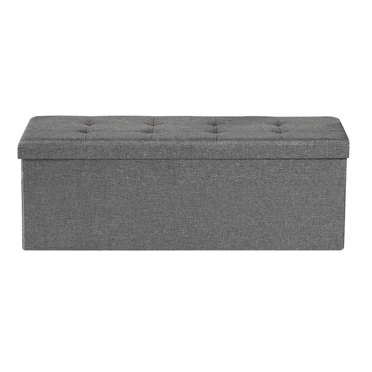 Foldable Storage Ottoman Bench Side Bags Upholstered Linen Chest 660 lbs Grey