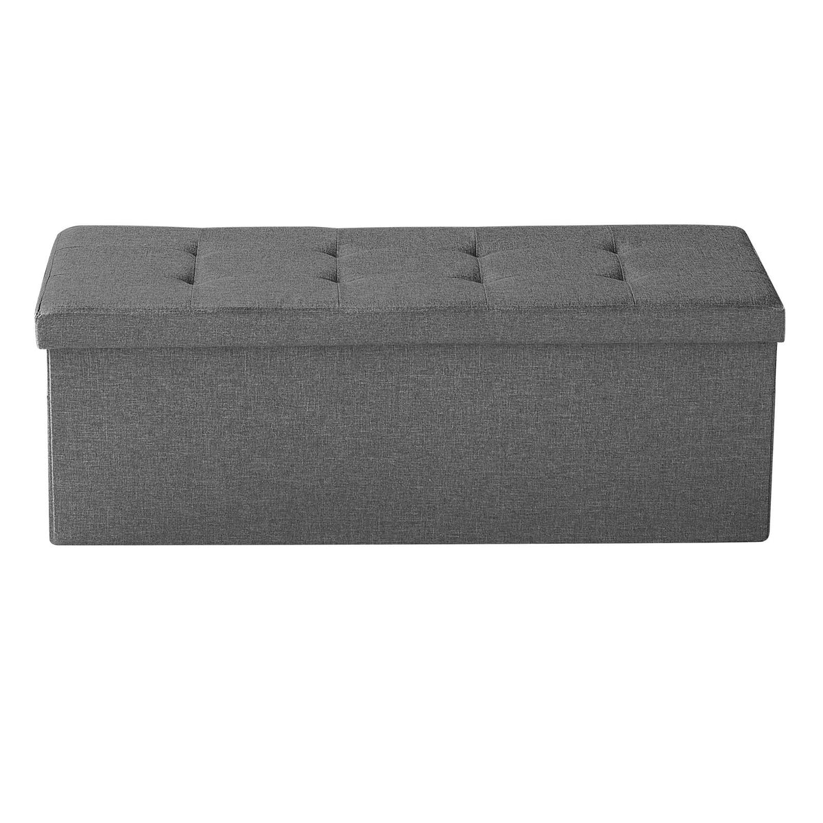 Foldable Storage Ottoman Bench Side Bags Upholstered Linen Chest 660 lbs Grey