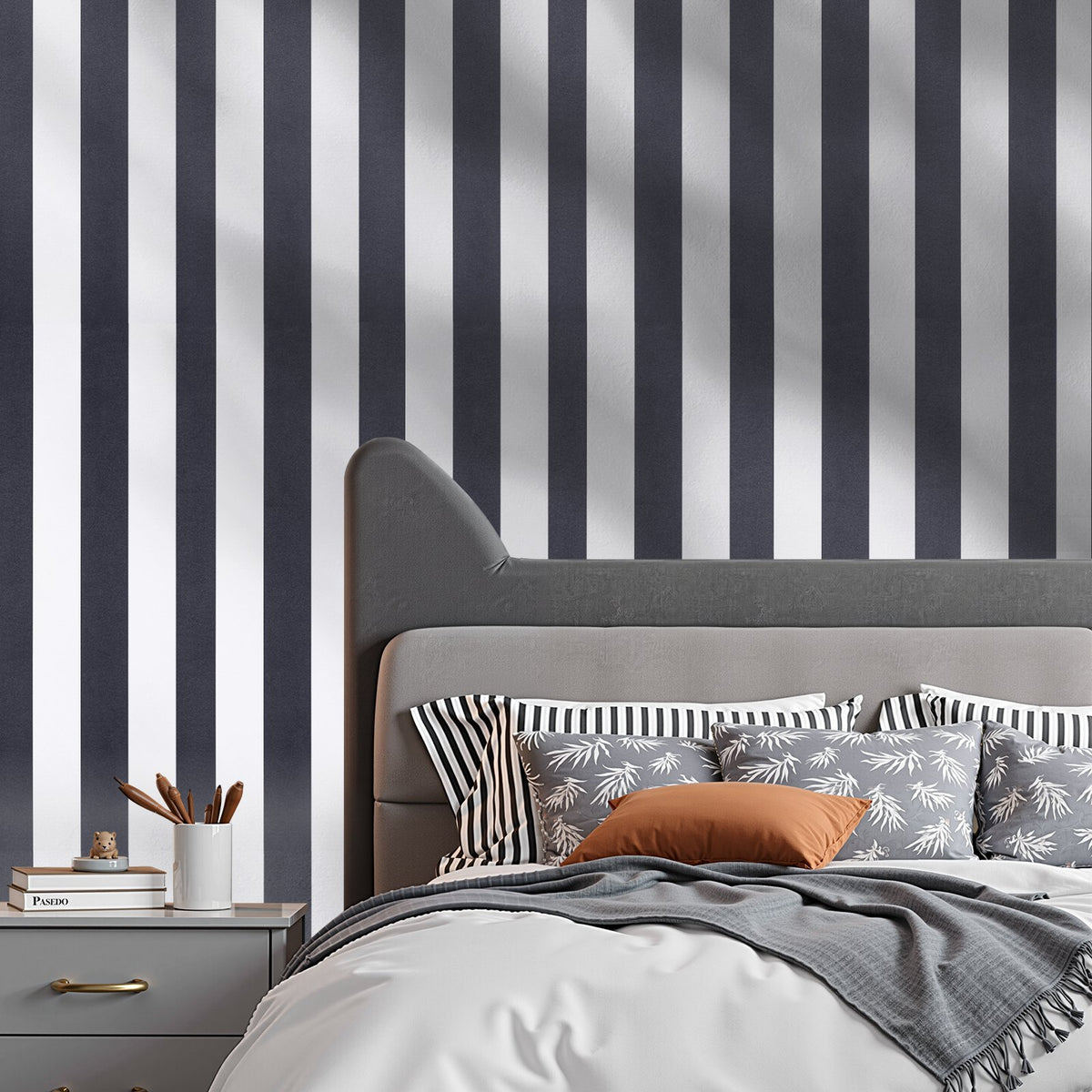 Peel and Stick Wallpaper 45cmx15m Black White Geometric Waterproof Self Adhesive