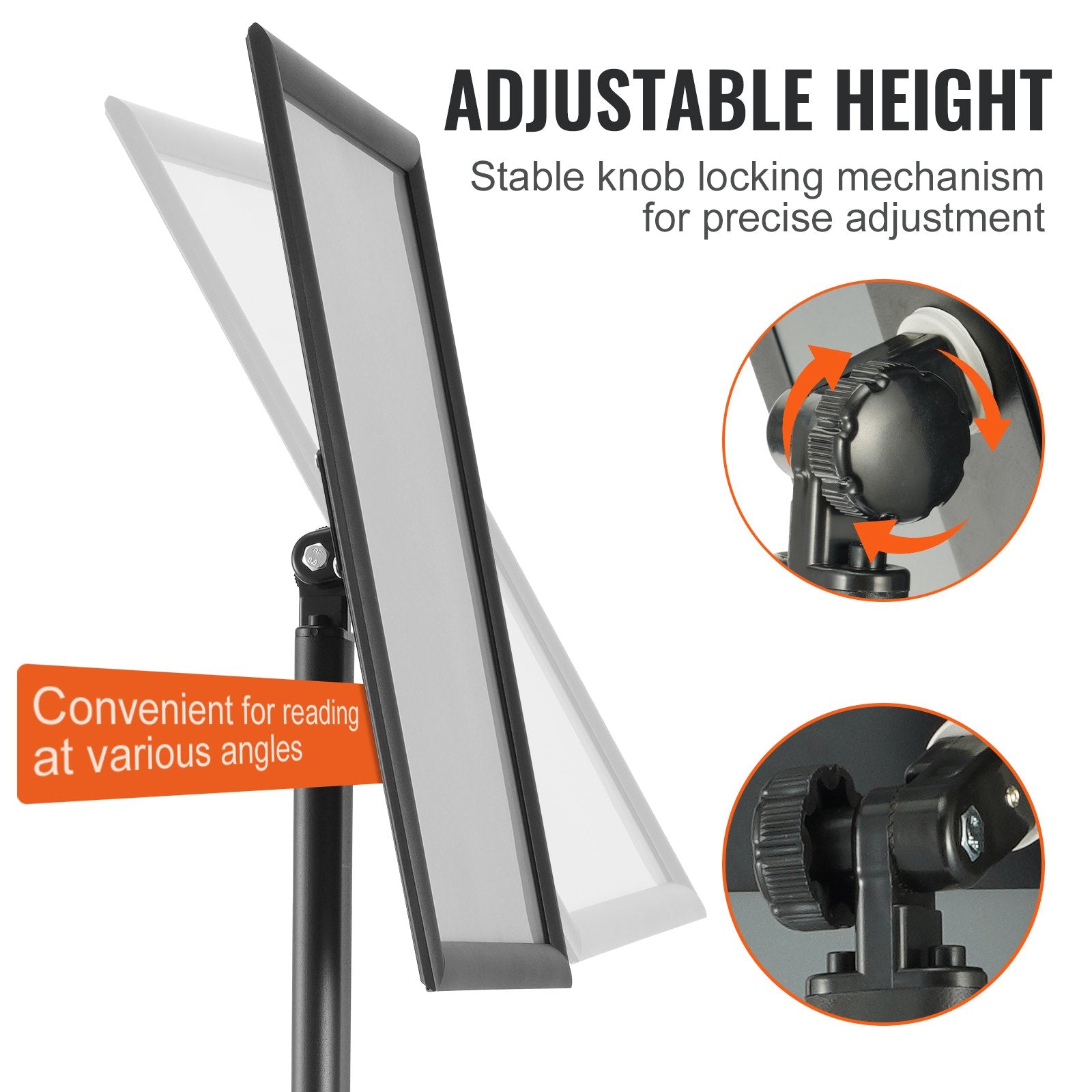 11x17 Pedestal Sign Holder Adjustable Vertical Horizontal Floor Stand Black
